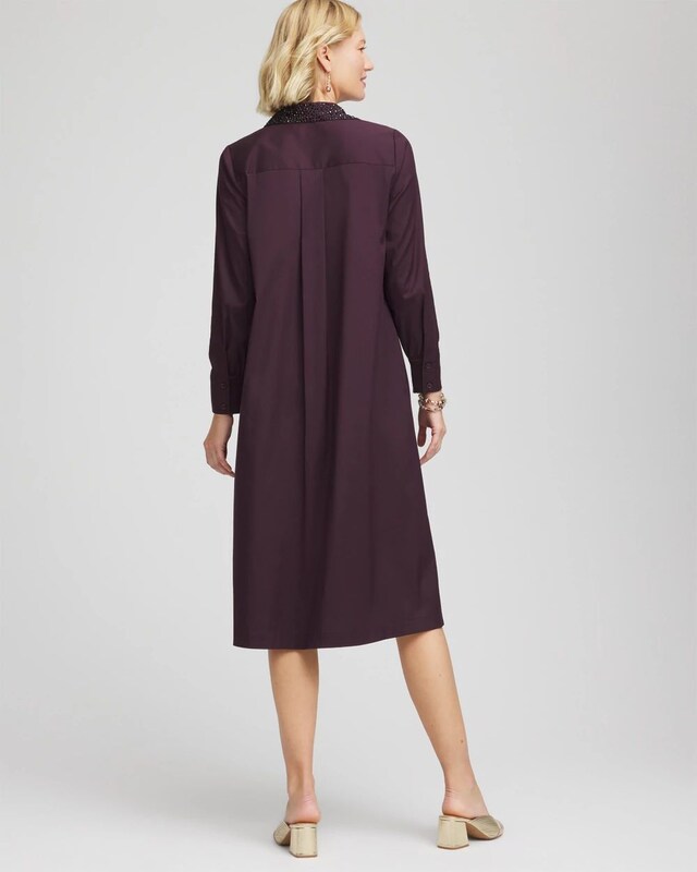 Sequin Collar Midi Shirtdress - image 3